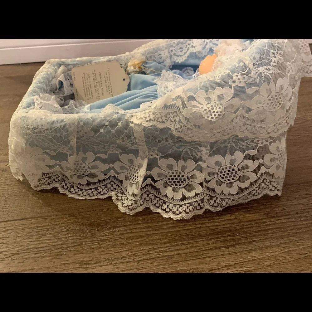 Blue Lace Baby Doll with Bonnet